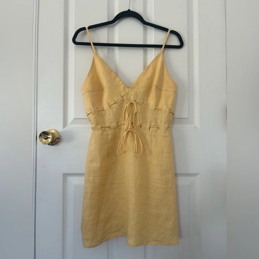 Reformation Clover Linen Dress Buttercup Yellow Size 6 - Picture 1 of 13